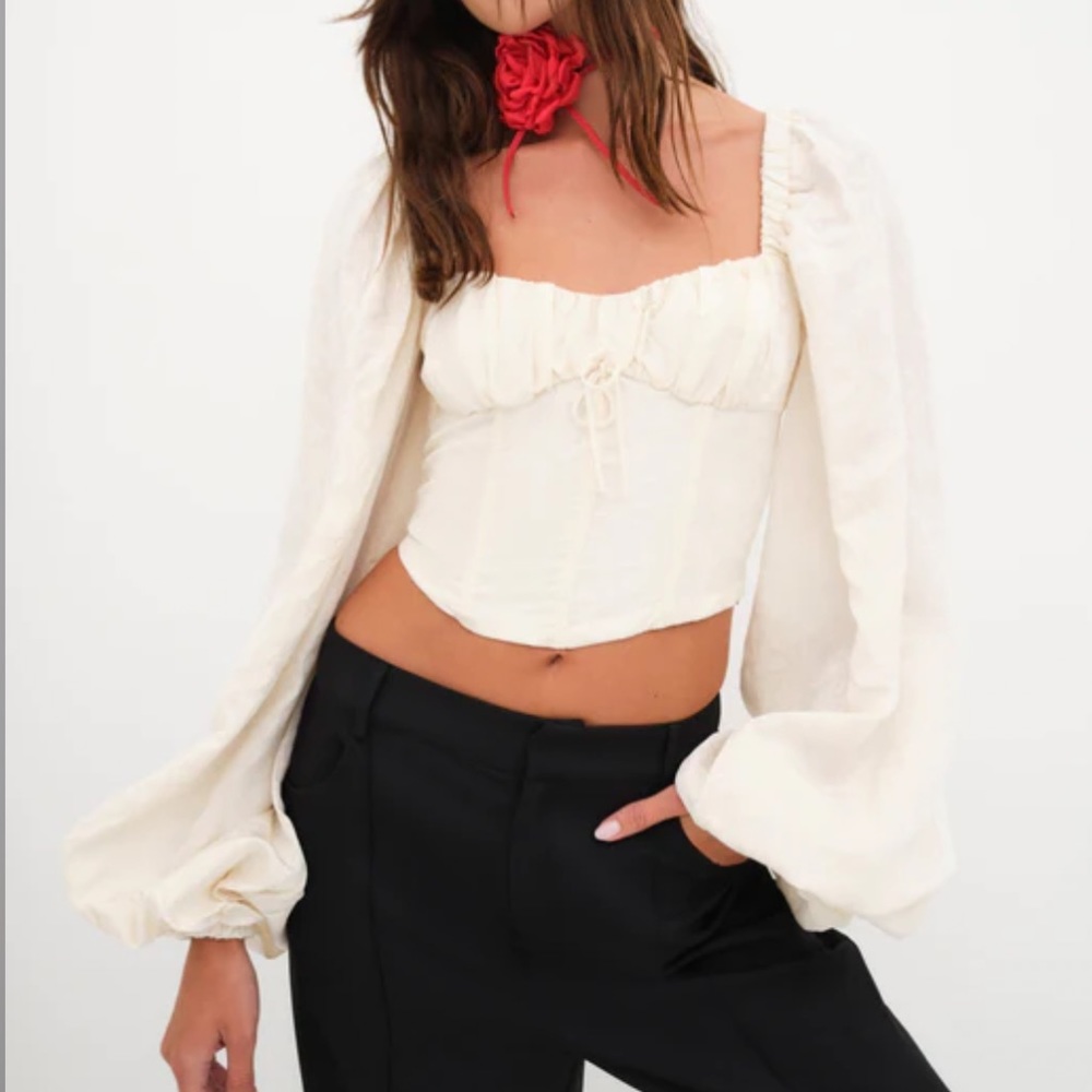 NWT For Love & Lemons Janet Long Sleeve Corset Top